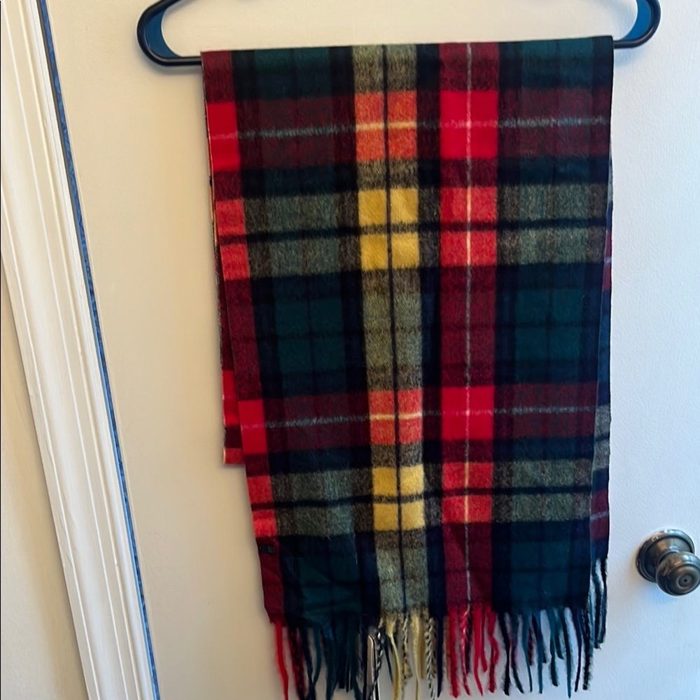 NWT House of Tweed Scotland plaid Scarf - Red, Yellow, Green 35cm